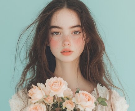 lady with roses