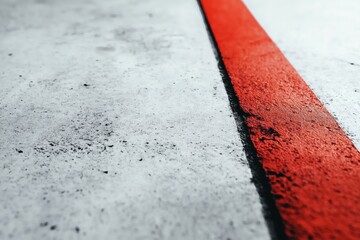 Vibrant red line on a textured concrete surface. Generative AI