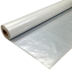 A roll of clear plastic sheeting, commonly used for protection, covering, or construction purposes.