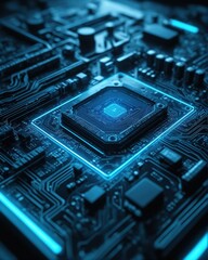Fototapeta premium electronic circuit board with processor background 