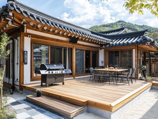 Attractive view of a traditional wooden house exterior
