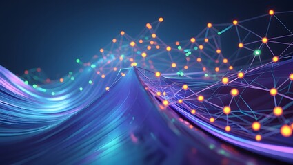 Abstract digital background. Big data visualization. Futuristic technology wave.