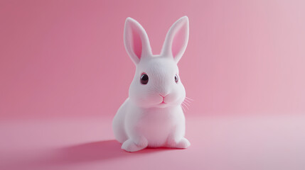 Cute White Rabbit in Pink Environment