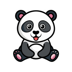 Fototapeta premium Cute cartoon panda character with playful expression
