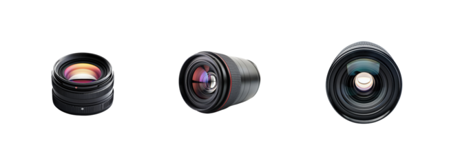 Three Distinct Camera Lenses Highlighting Diverse Photography Styles