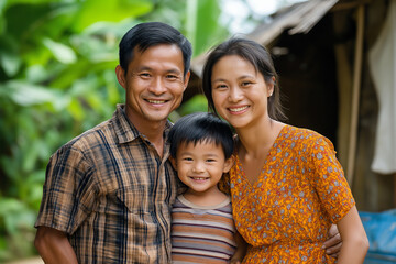 Family of three, healthy lifestyle concept