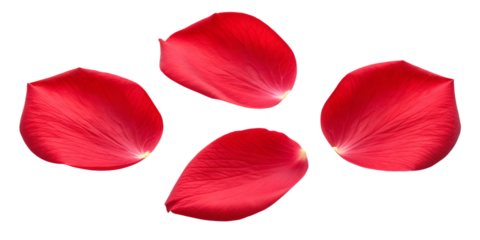 red rose petals ,Set of red rose flowers petals isolated on transparent background. full depth of field