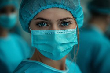Portrait of a young doctor, surgeon with Stethoscope  in hospital