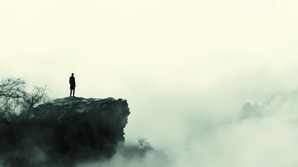 lone figure standing hilltop