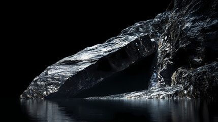 A minimalist black background, ideal for showcasing products or artwork, emphasizing simplicity and elegance. Isolation - Cave. Illustration