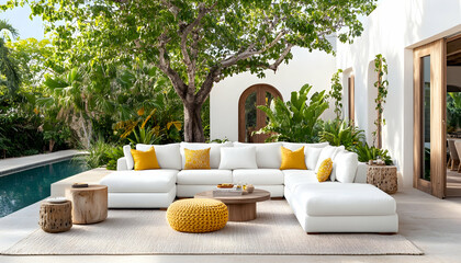 Sectional sofa, patio, poolside, luxury