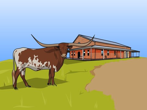 Vector cow on the farm
