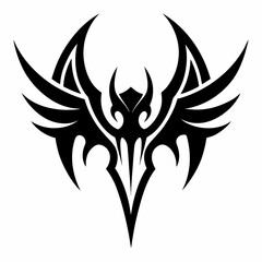  Cyber sigilism wings. Neo tribal gothic style tattoo black silhouette icon design vector illustrations