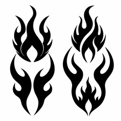 silhouette set of fire flames tattoo icon vector illustrations