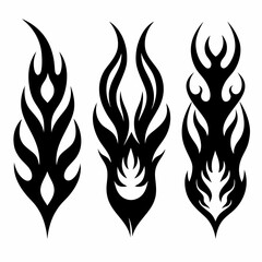 silhouette set of fire flames tattoo icon vector illustrations