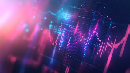 Obraz premium Abstract Digital Data Visualization with Pink and Blue Neon Lights