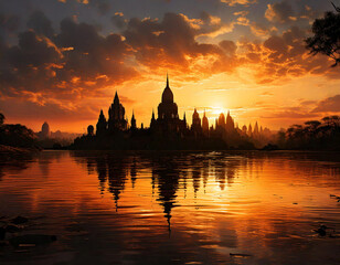 Silhouettes against the backdrop of the setting sun