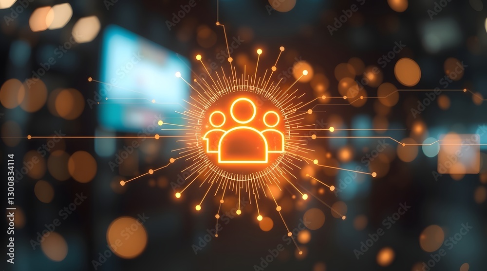 Poster digital data concept with a glowing people icon