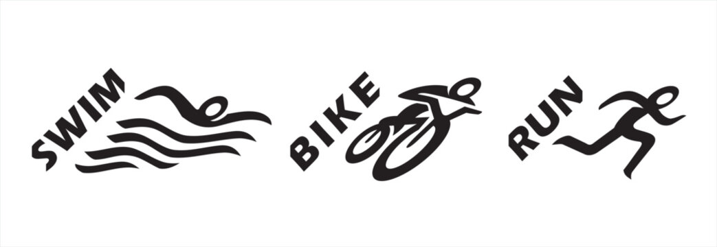 Swim Bike Run Triathlon Stickman