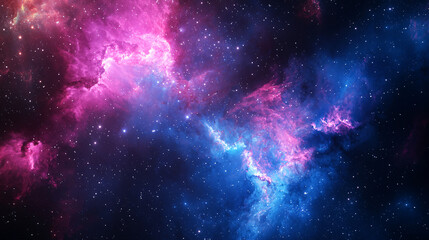 Fototapeta premium Galactic Nebula in Vivid Pink and Blue Hues