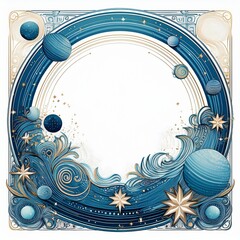 Obraz premium border frame of planets and stars background with copy space