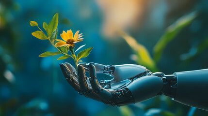 Close-up of a consultant discussing ai technology applications with a client focusing on business transformation. Growth - Flower. Illustration