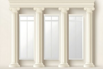 Obraz premium Columns with windows in a room with white background