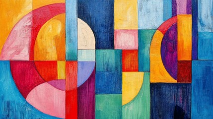 Fototapeta premium Abstract Art, Colorful Shapes, Geometric Forms