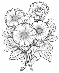 Coloring for children and adults, flowers.