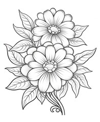 Coloring for children and adults, flowers.