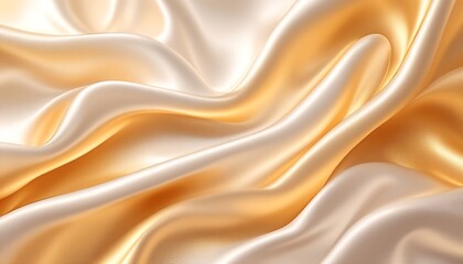 Obraz premium The background is composed of an abstract design made up of layers of folds of shiny golden satin fabric.