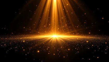A golden light shines through the darkness.