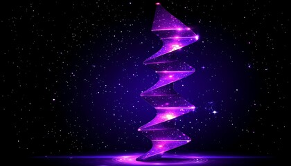 Abstract Spiral Tower in Space with Bright Stars