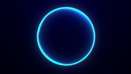 Blue fluid looped glowing abstract energy sphere with particle field.Design of futuristic neon plasma ball. Technology, science, engineering concept for background.