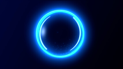 Abstract blue rings spheres from energy magic waves ,particles circles and glowing lines . Blue 3d sphere seamless motion. Video in high quality 4k