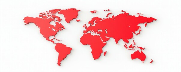 Highlighted countries on world map in red global geography visualization digital art clean background