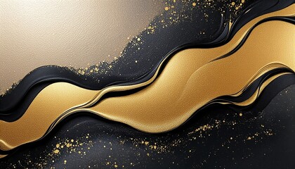 Obraz premium Abstract gold and black swirled design on a textured background.