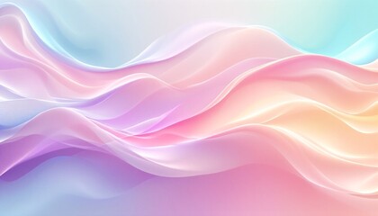 Abstract Artwork Featuring Pastel Colored Wavy Lines Against a Light Blue Background.