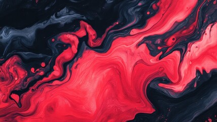 Obraz premium Swirling red and black ink in water creating a moody and dramatic effect