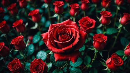 Obraz premium bouquet of red roses background