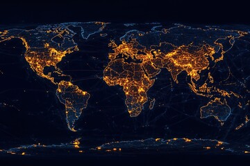 Global City Lights at Night: A Detailed World Map