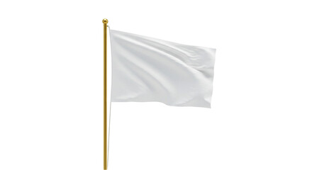 A white flag waving on a gold pole a blank canvas for your design a symbol of surrender or truce a clean and simple image perfect for backgrounds or presentations
