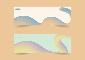 Obraz premium set of colorful abstract gradient wave fluid banner background template
