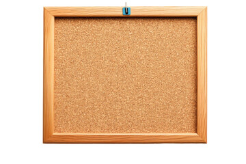 Fototapeta premium Corkboard with wooden frame isolated on a transparent background for presentations and messages