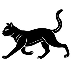 cat running silhouette vector icon white background