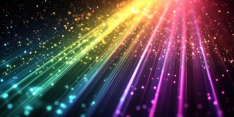 Obraz premium A Vibrant Display of Colorful Light Rays and Sparkles in a Contemporary Artistic Style