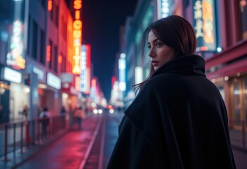  Woman Overlooking City at Night