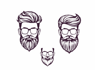 Hipster Inspired Hair and Beard Design Set
