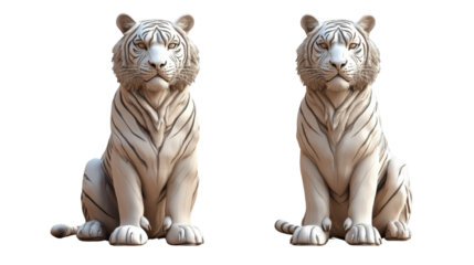 Create a detailed 3D model of a tiger sitting calmly, with a serene expression. The model should include fine details in its fur, claws, and facial features. 