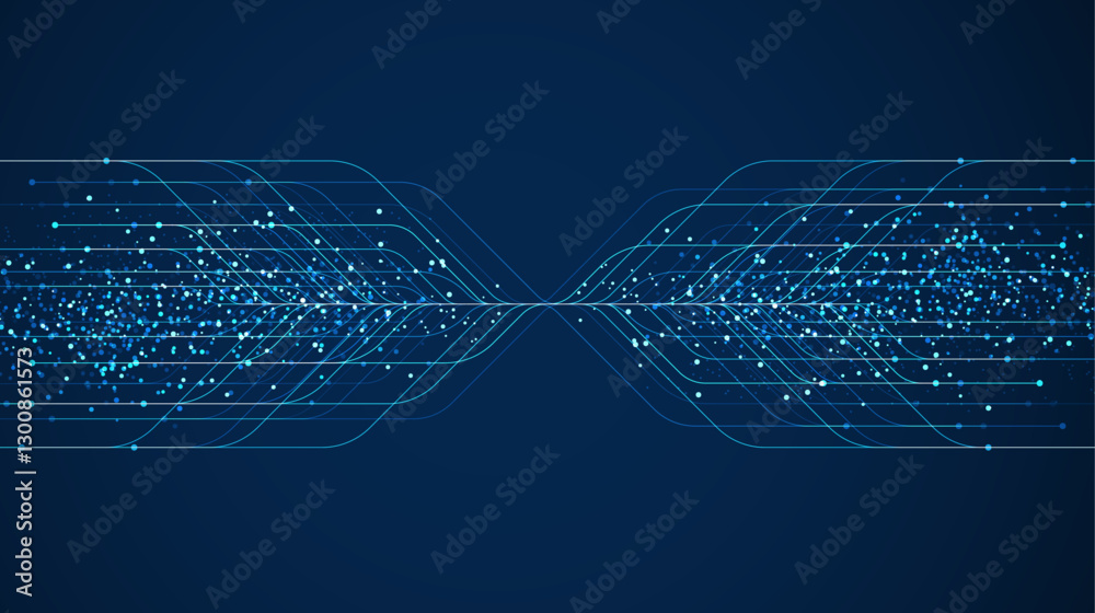 Poster Big data visualization. Social network, financial analysis of complex databases. Data mining. Vector technology background. Information analytics concept.